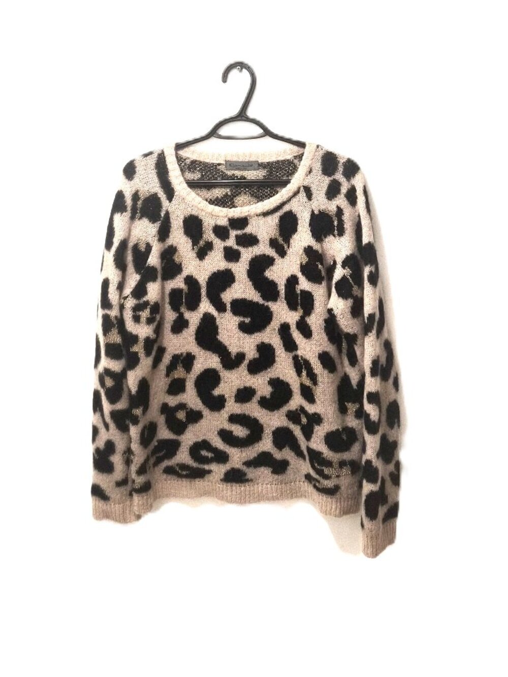 Anthropologie Elsamanda Metallic Leopard Print Alpaca Blend Knit Sweater Mobwife